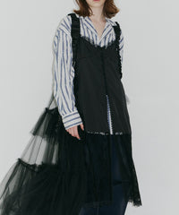 【予約】ボタンディテールサテンレースキャミチュニック