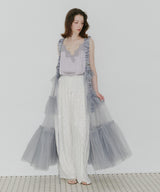 【一部カラー予約】【J1U by LA BELLE ETUDE】シースルーボリュームチュールデザインジレ