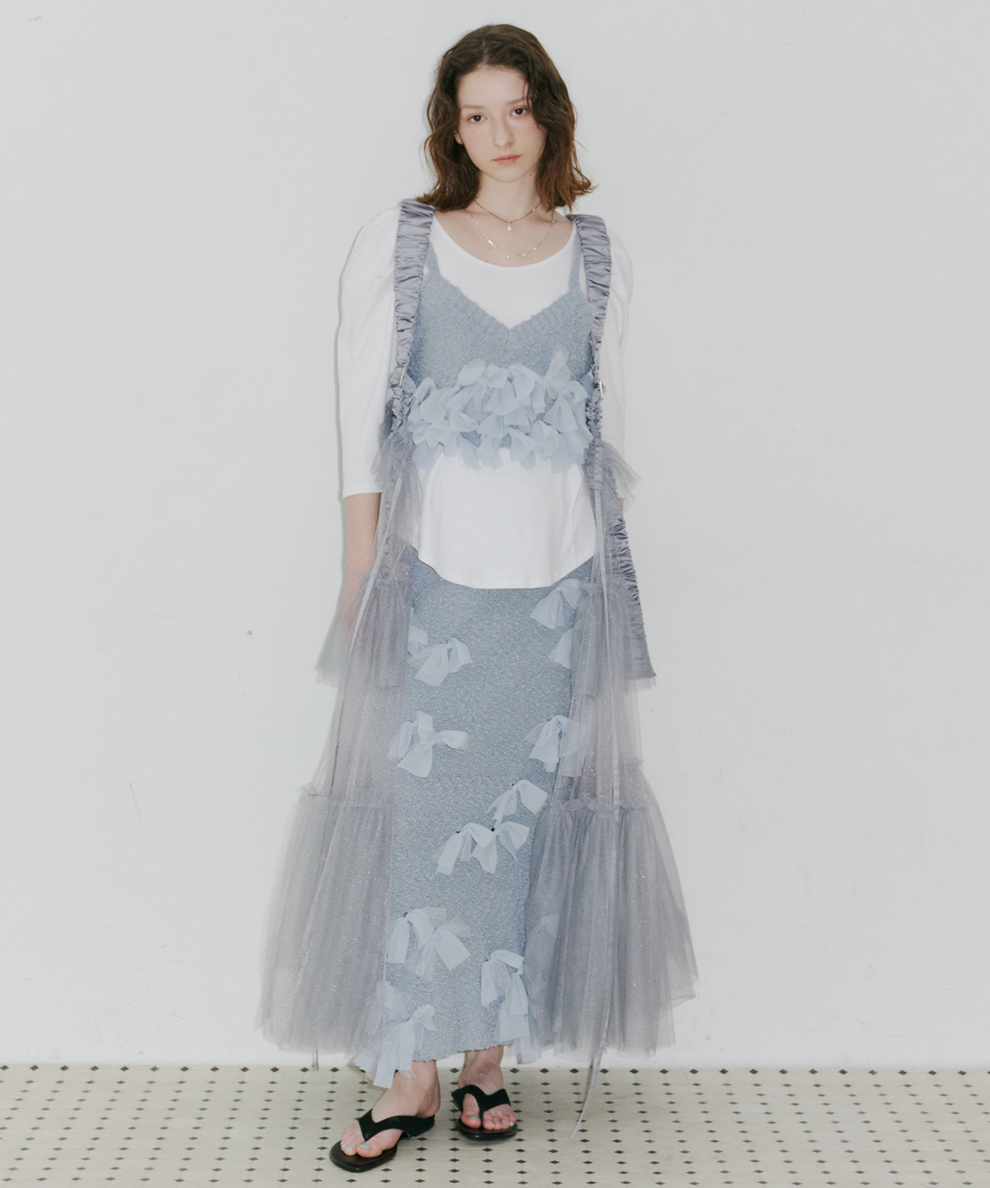 J1U by LA BELLE ETUDE】メニーリボンニットIラインスカートⅢ – LA