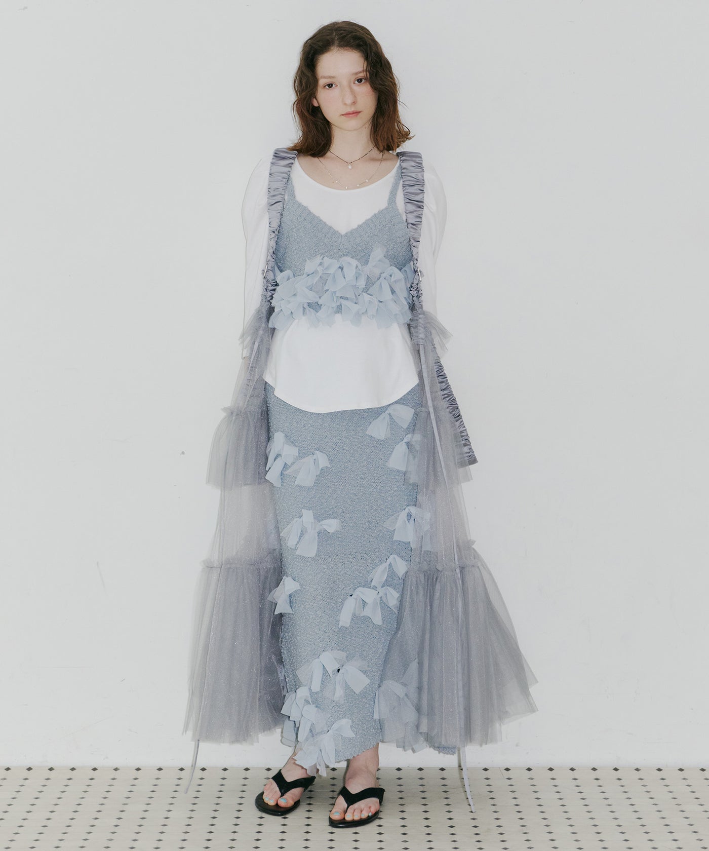 J1U by LA BELLE ETUDE】メニーリボンニットIラインスカートⅢ – LA