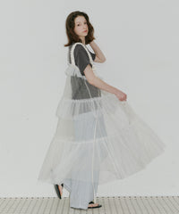 【一部カラー予約】【J1U by LA BELLE ETUDE】シースルーボリュームチュールデザインジレ