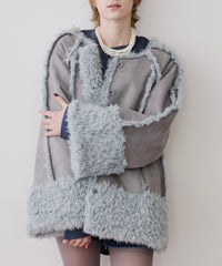 【予約】【J1U by LA BELLE ETUDE】ノーカラームートンライクボンディングコート