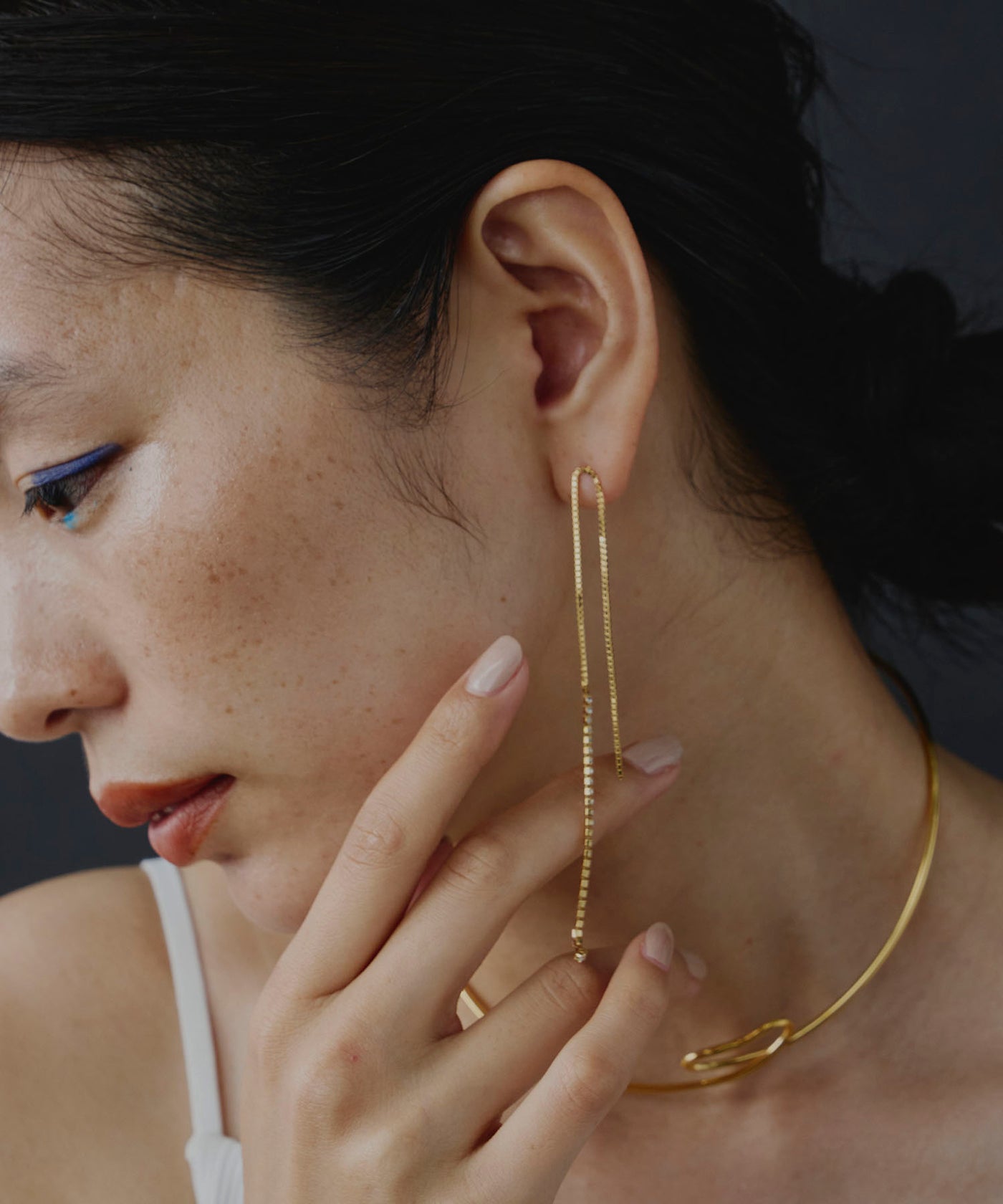 ORSA オルサ　アズライト　アシンメトリーピアス 2way loni】Leaf Bijou Asymmetry Pierce/リーフビジュー