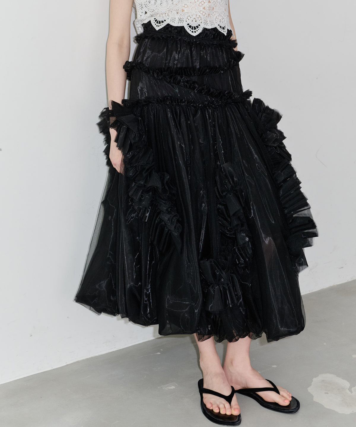 あられださま専用ラベルエチュード　フリル付きブラックチュールロングスカート TULLE ITEM – LA BELLE ETUDE online store