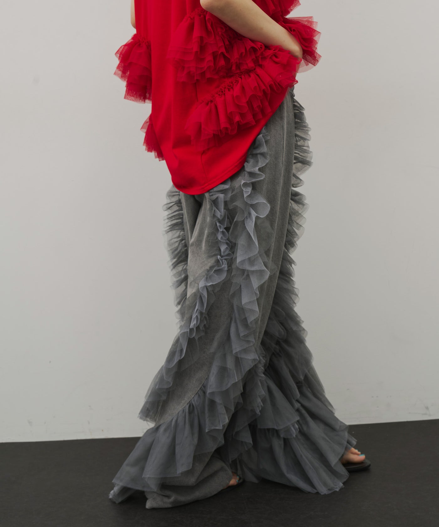 LA BELLE ETUDE デニム×ギャザーチュールパンツ デニム×ギャザーチュールパンツ（デニムパンツ）｜LA BELLE