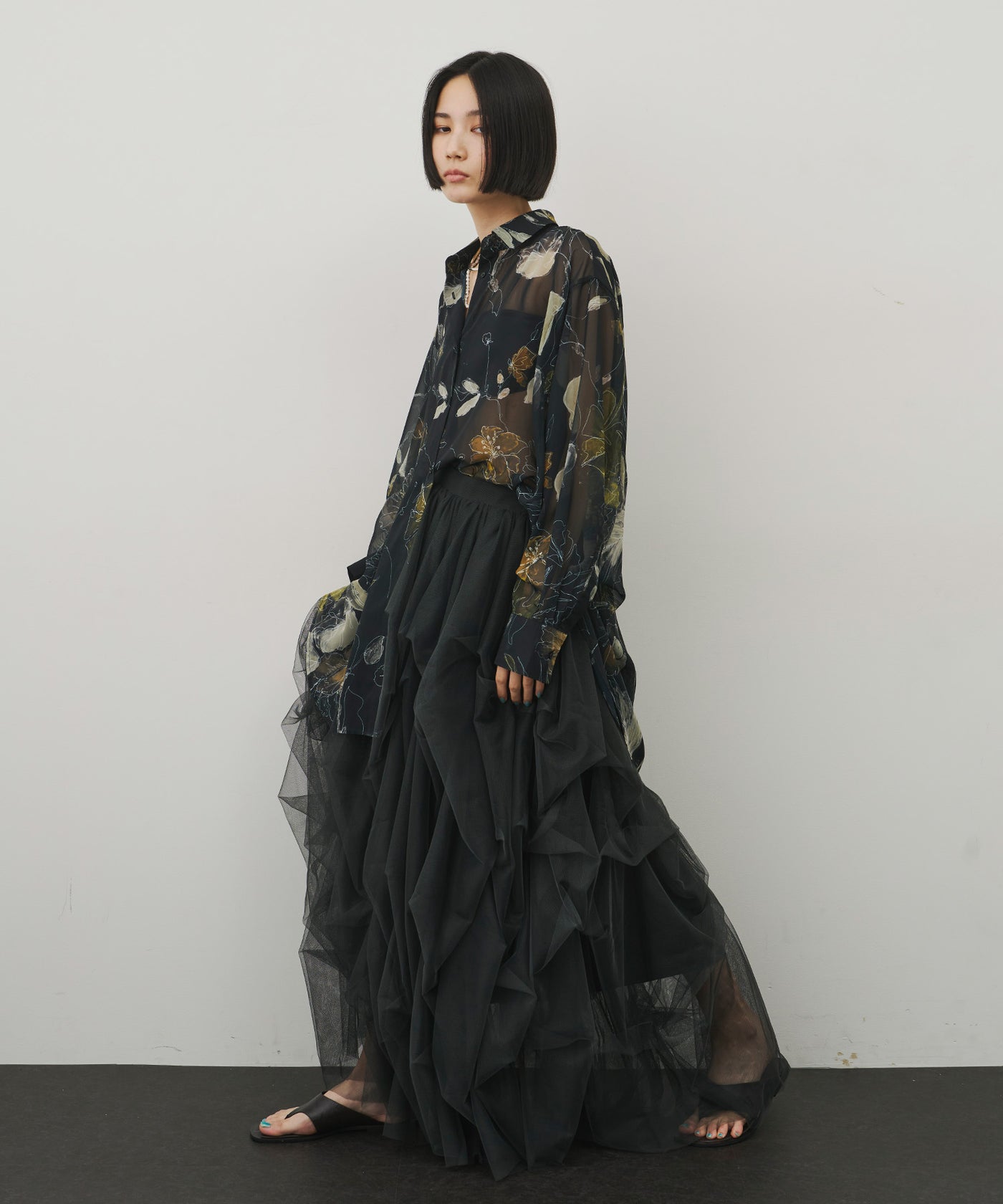 フラワープリント ポンチョ 一部カラー予約】【REVIVAL】オリジナルvintageフラワープリント