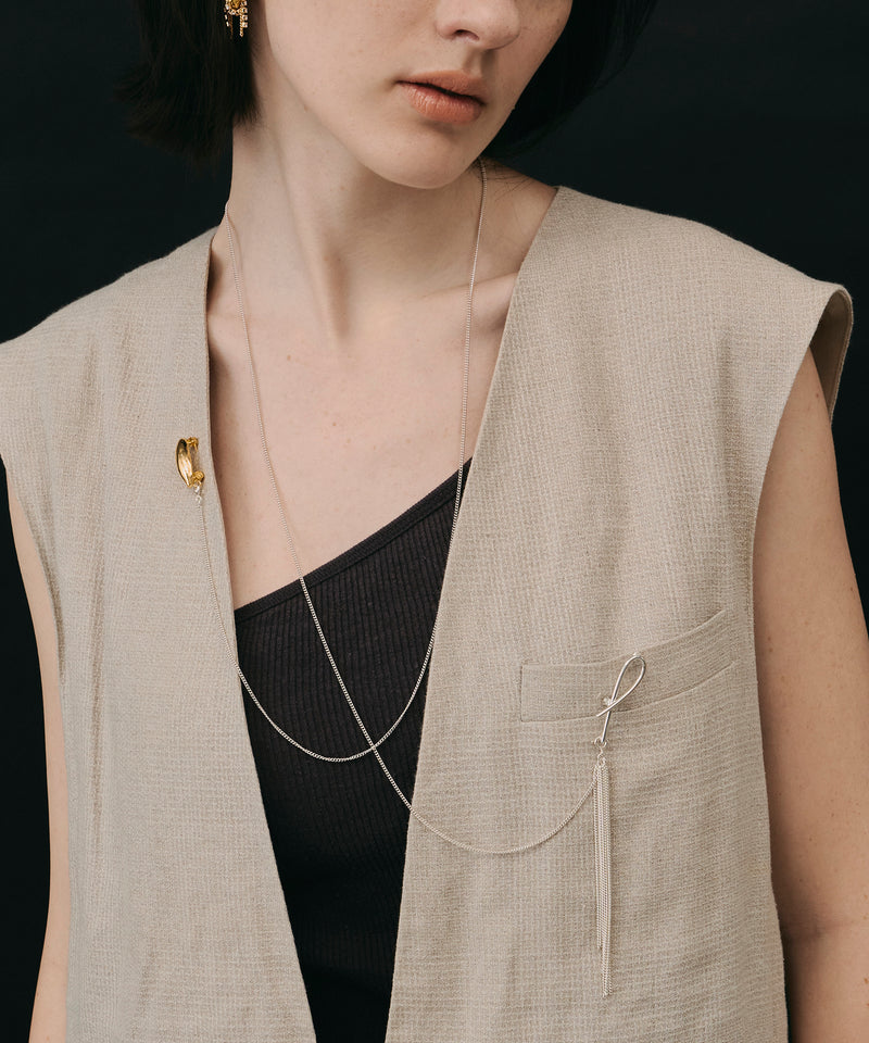 【予約】【loni】Seed Asymmetry Necklace Blrooch/シードアシンメトリーネックレスブローチ