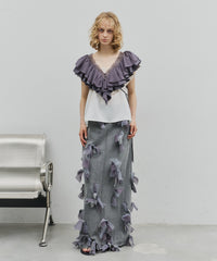 【予約開始待ち】【J1U by LA BELLE ETUDE】many ribbon denim skirt