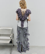 【予約開始待ち】【J1U by LA BELLE ETUDE】many ribbon denim skirt