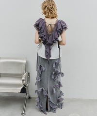 【予約開始待ち】【J1U by LA BELLE ETUDE】many ribbon denim skirt