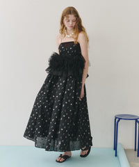 【再入荷】【J1U by LA BELLE ETUDE】シアーフラワージャガードボリュームキャミワンピース