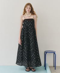【再入荷】【J1U by LA BELLE ETUDE】シアーフラワージャガードボリュームキャミワンピース