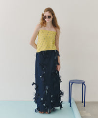 【予約開始待ち】【J1U by LA BELLE ETUDE】many ribbon denim skirt