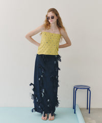 【予約開始待ち】【J1U by LA BELLE ETUDE】many ribbon denim skirt
