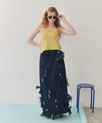 【予約開始待ち】【J1U by LA BELLE ETUDE】many ribbon denim skirt