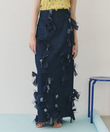 【予約開始待ち】【J1U by LA BELLE ETUDE】many ribbon denim skirt