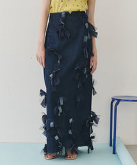【予約開始待ち】【J1U by LA BELLE ETUDE】many ribbon denim skirt
