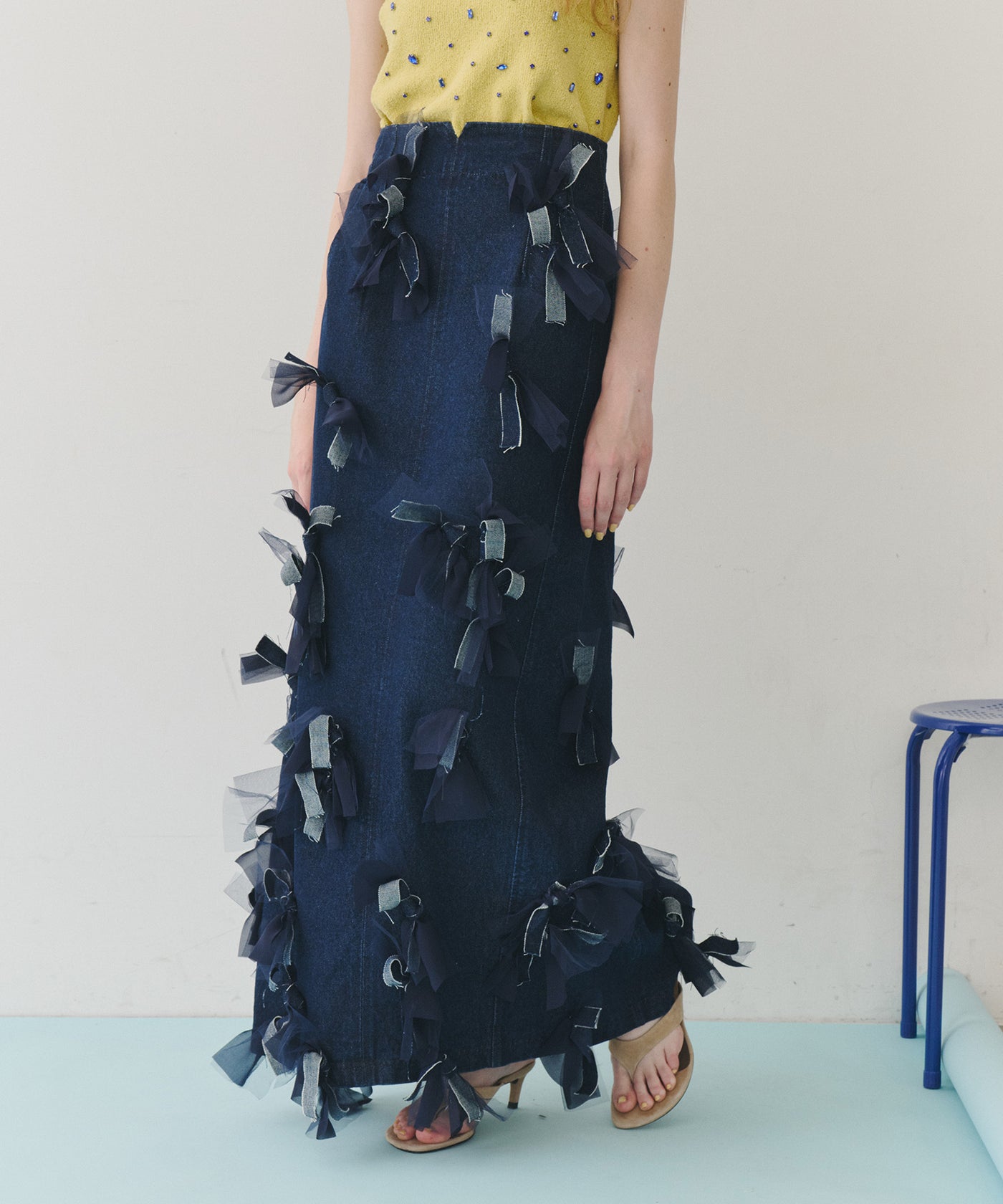 J1U by LA BELLE ETUDE】many ribbon denim skirt – LA BELLE ETUDE