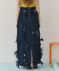 【予約開始待ち】【J1U by LA BELLE ETUDE】many ribbon denim skirt