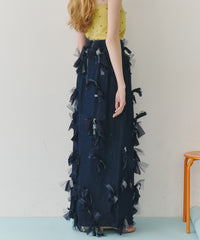 【予約開始待ち】【J1U by LA BELLE ETUDE】many ribbon denim skirt