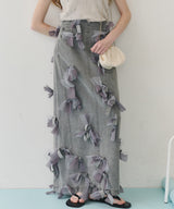 【予約開始待ち】【J1U by LA BELLE ETUDE】many ribbon denim skirt