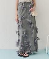 【予約開始待ち】【J1U by LA BELLE ETUDE】many ribbon denim skirt