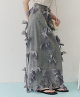 【予約開始待ち】【J1U by LA BELLE ETUDE】many ribbon denim skirt