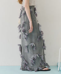 【予約開始待ち】【J1U by LA BELLE ETUDE】many ribbon denim skirt