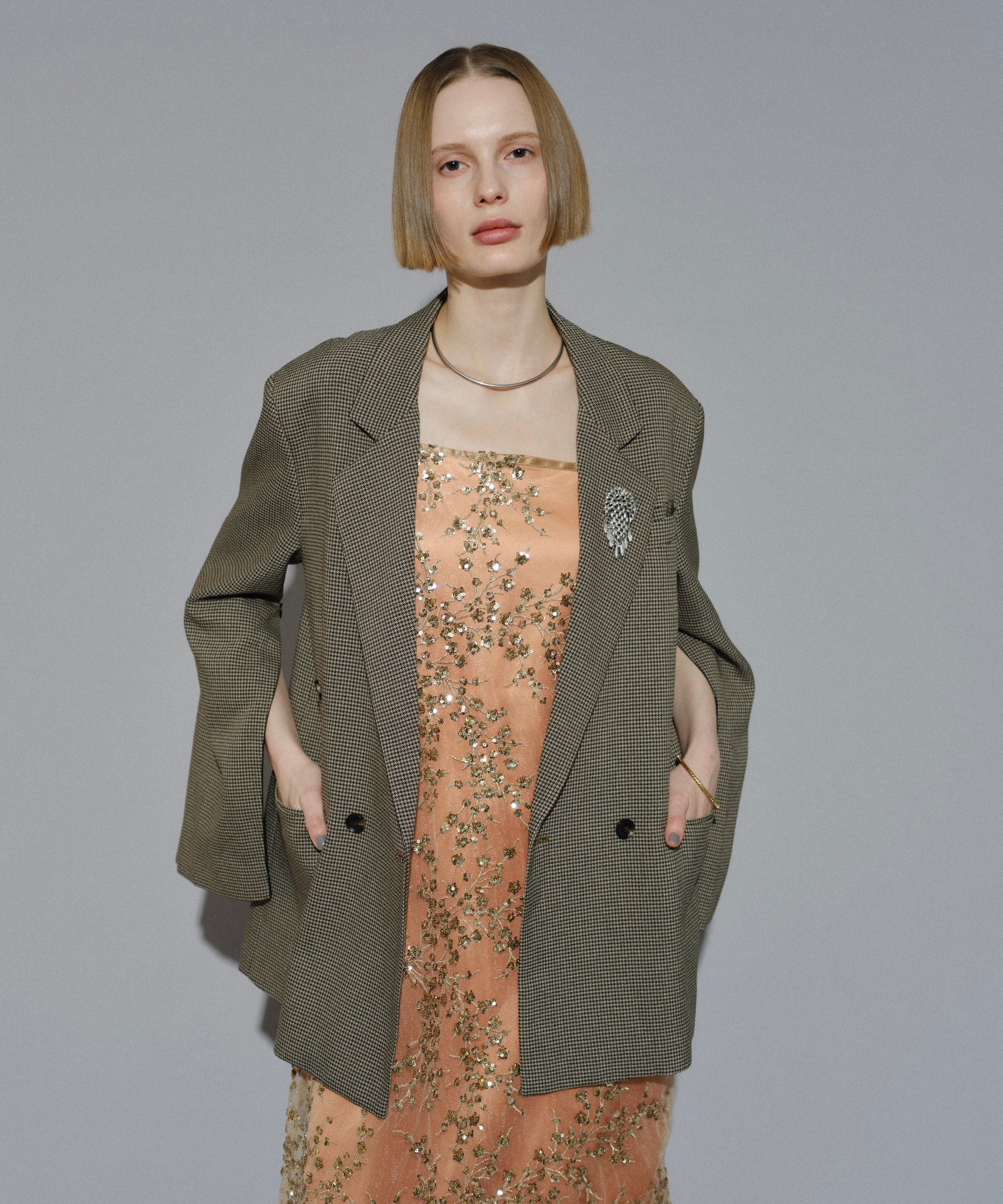 yae 2wayアシンメトリーチェックジャケット セール】2way asymmetry check jacket / 2wayアシンメトリー