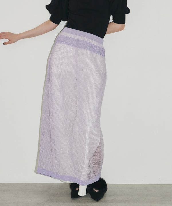 ラメメッシュニットシアースカート