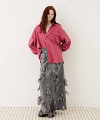 【予約】【J1U by LA BELLE ETUDE】many ribbon denim skirt