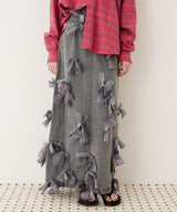 【予約】【J1U by LA BELLE ETUDE】many ribbon denim skirt