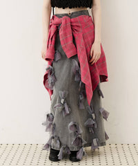 【予約】【J1U by LA BELLE ETUDE】many ribbon denim skirt
