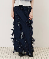 【予約】【J1U by LA BELLE ETUDE】many ribbon denim skirt