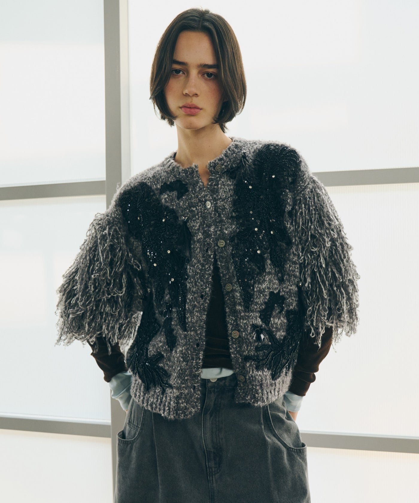 Plage ストライプフリンジカーディガン Plage ストライプフリンジカーディガン