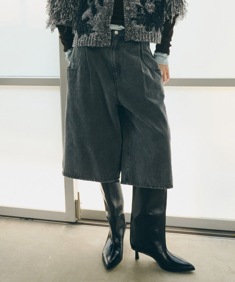 デニムタックハーフパンツ