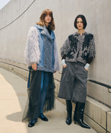 【予約10%OFF】ボリュームファー×レザーBIGジャケットコート