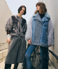 【予約】【TEN by LA BELLE ETUDE】レース刺繍MIXモチーフ×ループフリンジニットカーディガン