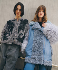 【予約10%OFF】ボリュームファー×レザーBIGジャケットコート