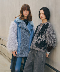 【予約10%OFF】ボリュームファー×レザーBIGジャケットコート
