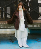 【予約10%OFF】ボリュームファー×レザーBIGジャケットコート