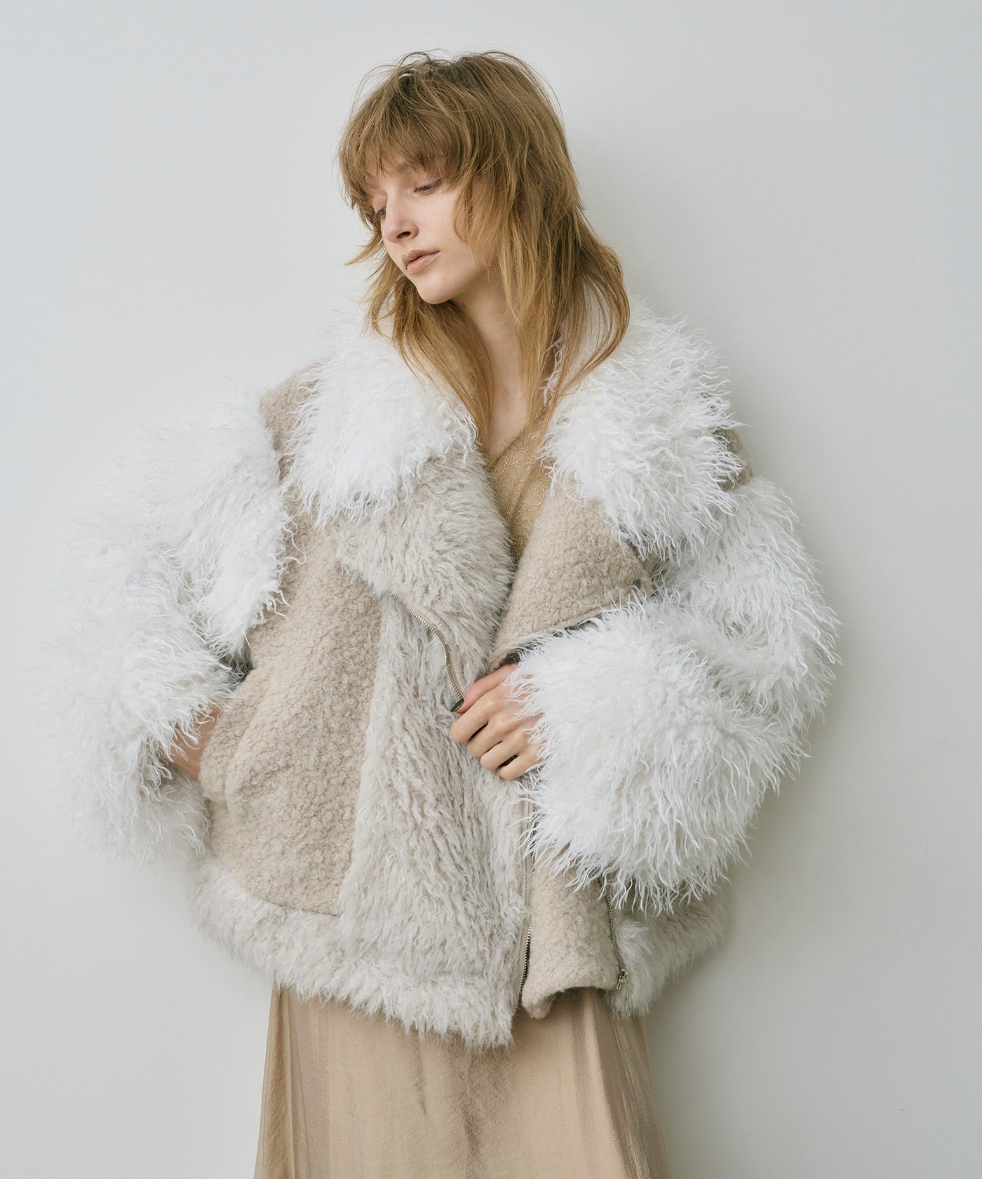 異素材ボリュームファーライダースジャケット – LA BELLE ETUDE