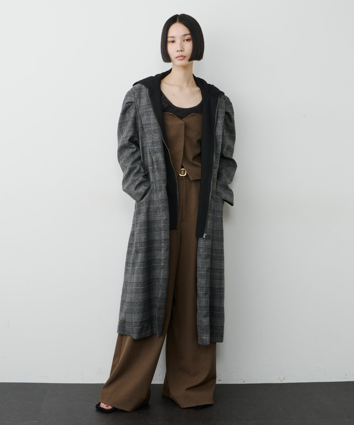 予約開始待ち】フーディ×チェック2way longジャケット – LA