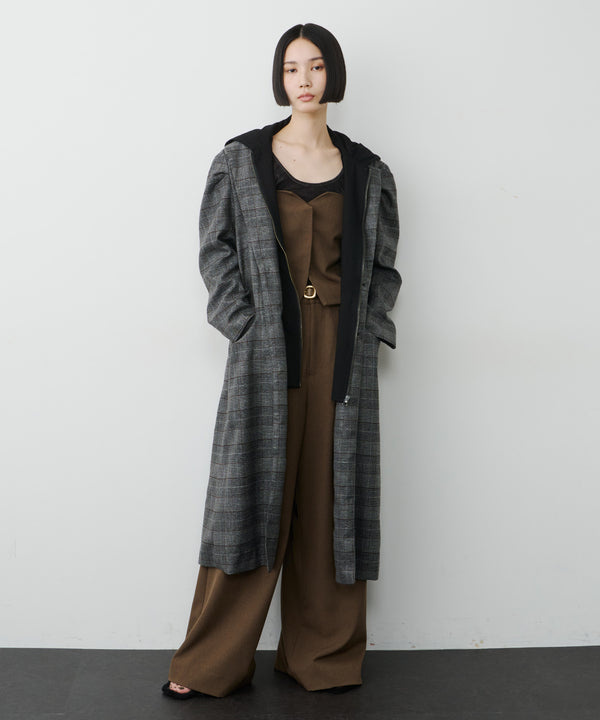 【予約開始待ち】フーディ×チェック2way longジャケット