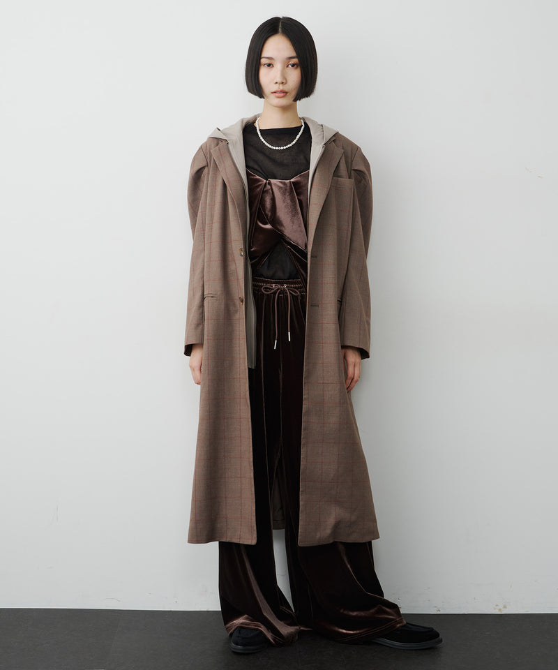【予約開始待ち】フーディ×チェック2way longジャケット