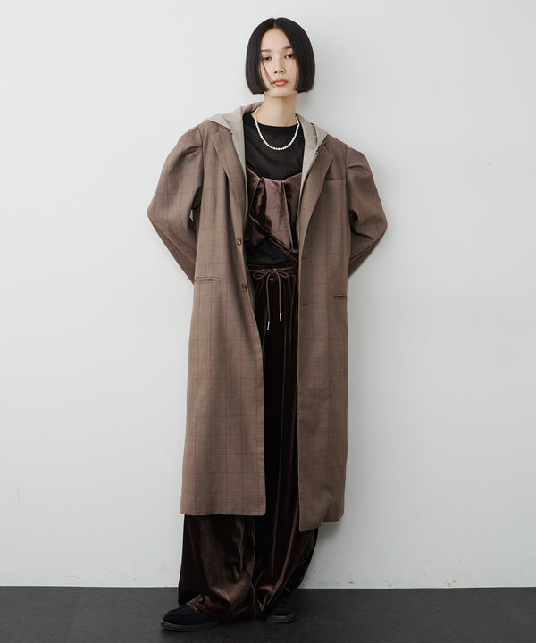 【予約開始待ち】フーディ×チェック2way longジャケット