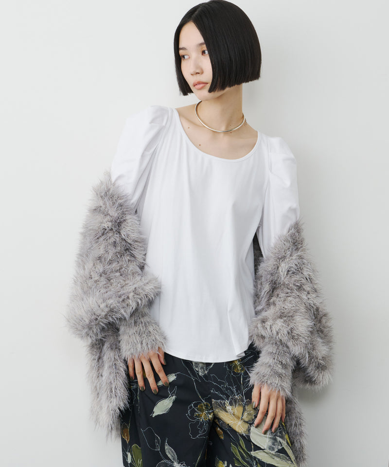 【予約】ギャザーパフロングスリーブカットソー