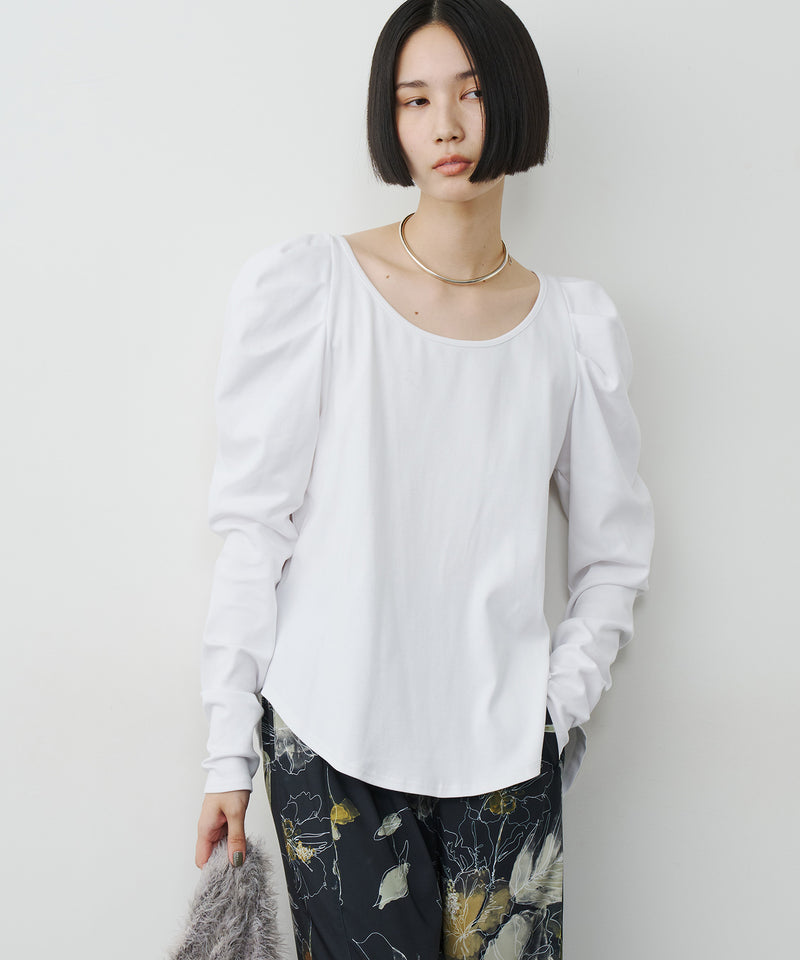 【予約】ギャザーパフロングスリーブカットソー