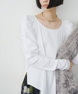【予約】ギャザーパフロングスリーブカットソー