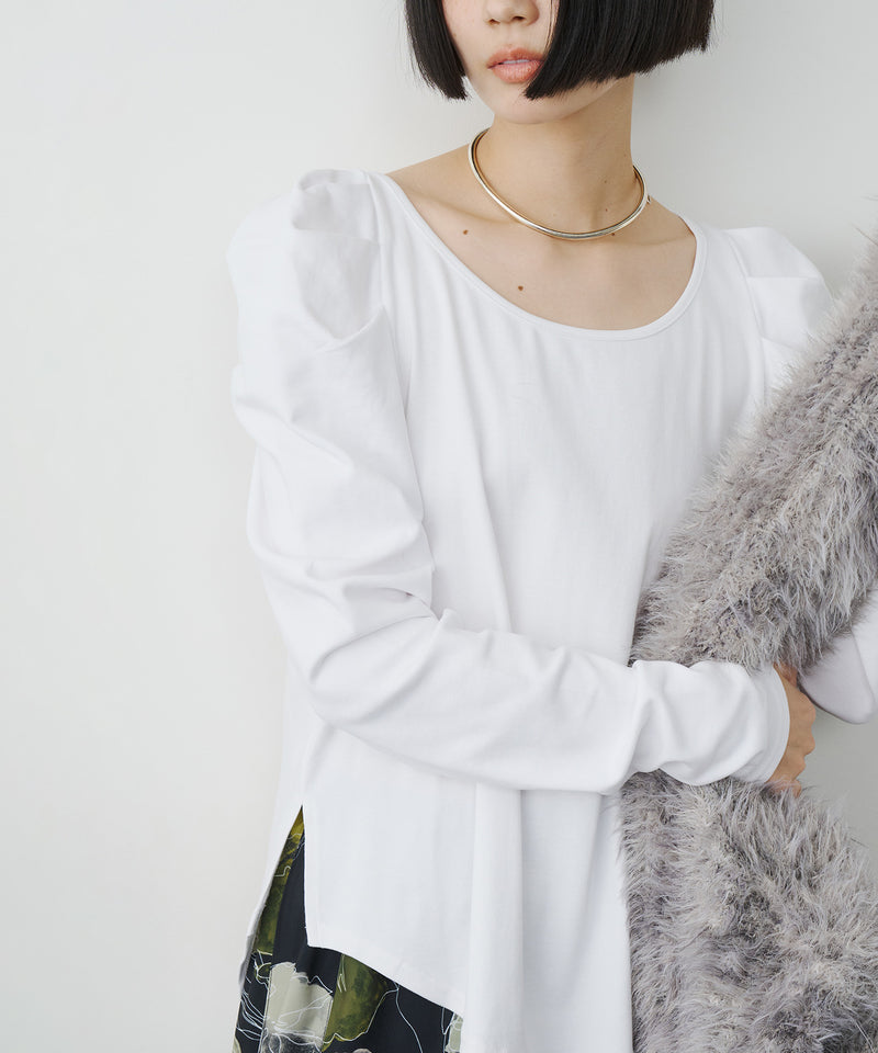 【予約】ギャザーパフロングスリーブカットソー